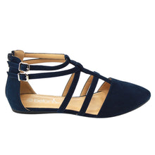 Betani FC42 Women's Double Ankle Strap T-strap Ballerina Flats Half Size Big