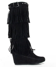 Nature Breeze Womens Bridget Knee High Moc-Toe Wedge Boots