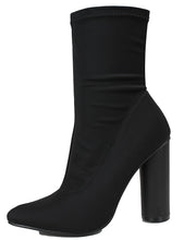 Cape Robbin Women's Pointy Toe Lycra Elastic Pull on Ankle Bootie Heel Boot
