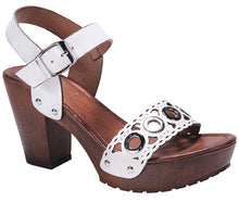 Nature Breeze Women's Grommet Cutout Scalloped Chunky Stacked Heeled Sandal