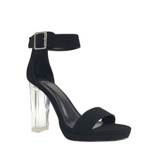 CARGO! Women's Sexy Ankle Strap Block Chunky Clear Perspex Heel Sandals