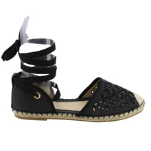 Betani Womens Canvas D'orsay Espadrille Casual Music Festival Everday Ankle Wrap Flat Sandals