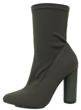 Cape Robbin Women's Pointy Toe Lycra Elastic Pull on Ankle Bootie Heel Boot