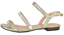 Chase & Chloe Women's Strappy Rhinestone Slingback Flat Sandal