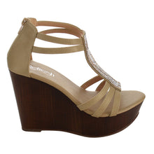 Refresh IE24 Women's T-strap Back Zipper Platform Wedge Sandal
