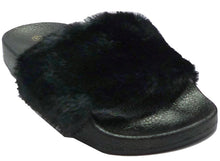 Wild Diva Women's Faux Fur Flip Flop Slide Flat Sandal
