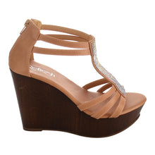 Refresh IE24 Women's T-strap Back Zipper Platform Wedge Sandal