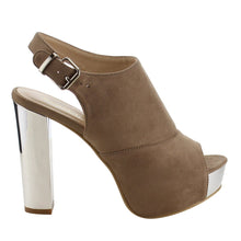 Reneeze AF75 Women's Platform Slingback Ankle Strap Metallic Block Heels