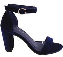 Top Moda Women's Velvet Strappy Open Toe Mary Jane Platform Sandal