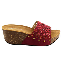 Refresh IE86 Women's Rhinestone Studded Slip On Platform Wedge Sandal