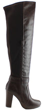Refresh Footwear Women's Over the Knee Buckle Chunky Stacked Heel Dress Boot