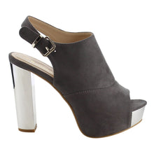 Reneeze AF75 Women's Platform Slingback Ankle Strap Metallic Block Heels