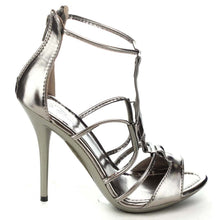Nature Breeze Focus-02 Women's Peep Toe T-Strap Back Zip Stietto Heel Dress Sandals
