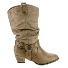 Refresh AD44 Women's Western Cowgirl Pull On Block Heel Slouchy Mid Calf Boots