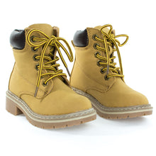 Children Fashion Work Bootie Lace Up Lug Threaded Sole, Kid Girl Boy