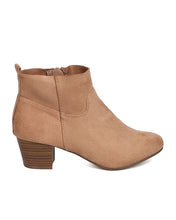 Breckelles GK54 Women Faux Suede Round Toe Chunky Heel Ankle Bootie