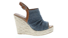 Soda Women's Open Toe Ruched Canvas Espadrille Platform Wedge