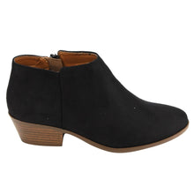 Soda Women's Round Toe Faux Suede Stacked Heel Western Ankle Bootie
