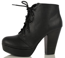 Soda Women's Agenda Ankle Lace Up Platform Chunky Heel Ankle Bootie, Camel, 8 M US
