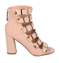 Breckelle's Ali-21 Women Buckled Block Heel Pump - Strappy Chunky Heel Sandals- Caged Peep High Top Pump - By Breckelles Collection