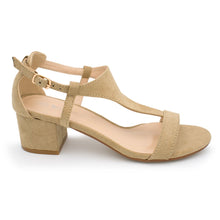 Nature Breeze - Women's T-strap Cutout Side Block Heel Dress Sandals, Trendy Shoes 4 Her
