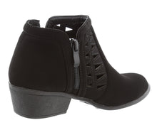 Top Moda Women's Western Geometric Cut Out Chunky Stacked Low Heel Ankle Bootie
