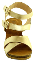 Refresh Footwear Women's Double Buckle Strappy Crisscross Wedge Sandal