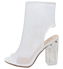 Delicious Women's Ope Toe Mesh Block Chunky Clear Perspex Heel Ankle Boot Bootie