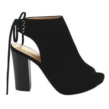 Chase & Chloe EC79 Women's Back Lace Up Cut Out High Block Heel Ankle Booties