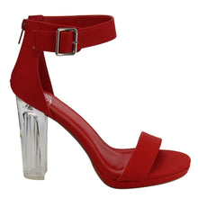 CARGO! Women's Sexy Ankle Strap Block Chunky Clear Perspex Heel Sandals