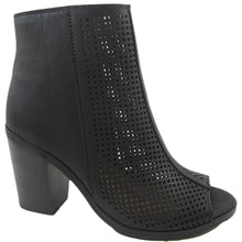 Soda Women's Anajay Laser Cut Stacked Heel Peep Toe Bootie