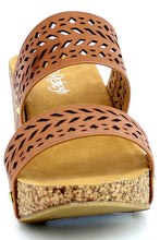 Refresh Footwear Women's Slip On Laser Cut Platform Sandal
