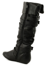 Forever Link Women's Slouchy Buckle Strap Knee High Flat Boot
