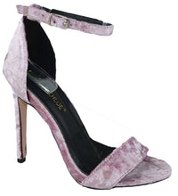 Chase & Chloe Women's Crushed Velvet Strappy Heeled Sandal