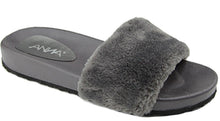 Anna Shoes Women's Slip on Faux Fur Trim Flat Slipper Sandals