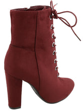 Top Moda Women's Lace Up Front Stacked Heel Boot