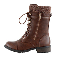 Forever Link Womens Mango-31 Round Toe Military Lace Up