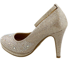 Top Moda Women's Embellished Rhinestone Ankle Strap Round Toe Pump