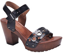 Nature Breeze Women's Grommet Cutout Scalloped Chunky Stacked Heeled Sandal