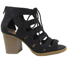 Soda Women's Cutout Zip Back Stacked Chunky Heel Bootie