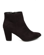 Breckelles GA93 Women Faux Suede Pointy Toe Chunky Heel Bootie