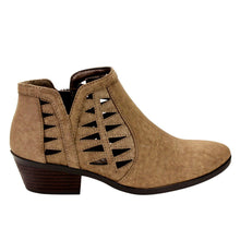 Soda Women's Perforated Cut Out Stacked Block Heel Ankle Booties