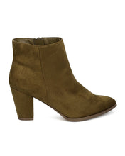 Breckelles GA93 Women Faux Suede Pointy Toe Chunky Heel Bootie