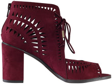 Delicious Women's Yorker Faux Suede Cutout Lace Up Open Toe Stacked Heel