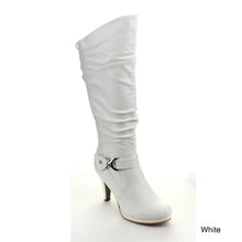 Top Moda PAGE-65 Women's Knee High Round Toe Lace-up Slouched High Heel Boots