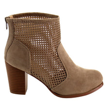 Chase & Chloe EC48 Women's Laser Cut Out Back Zipper Mid Stacked Ankle Booties