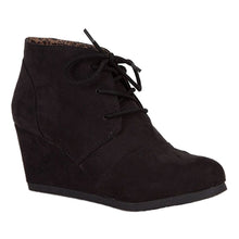 City Classified Women's Lace Up Wedge High Heel Bootie Boots REX-S