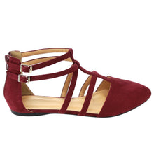 Betani FC42 Women's Double Ankle Strap T-strap Ballerina Flats Half Size Big