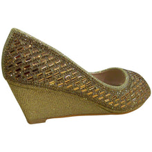 Bella Marie Women's Keira-2 Open Toe Glittery Rhinestone Wedge Shoes