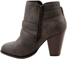 Forever Shoes Women's Camila-64 Leather PU Ankle Booties Strappy Upper with High Chunky Block Heel
